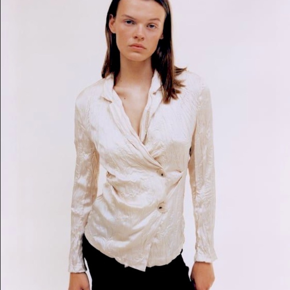 Rare Zara Wrinkled Effect Satin Jacket